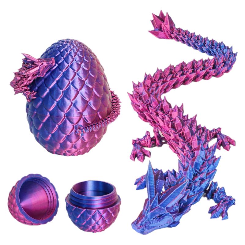 3D打印水晶龙关节可动中国龙龙蛋