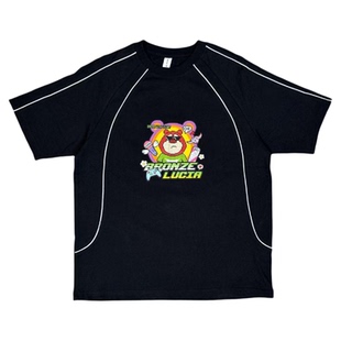 Bronze Lucia熊出没联名 黑色短袖印花T恤原创设计上衣学院风少女