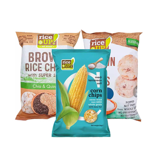 glutenfree甘齿记糙米脆片饼无麸质添加进口膨化无小麦零食素食品