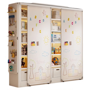 定制阿格贝贝豫正星都图书馆钢制书架白板门免打孔推拉磁吸白板门