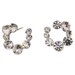 暗夜柏林灰不规则闪钻耳钉女2025新款爆款轻奢高级感气质耳环耳饰