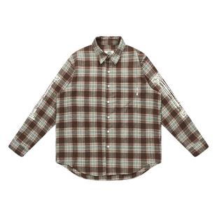 特惠6折起 EMPTY REFERENCE原创袖子罗马柱印花长袖衬衫格子衬衣