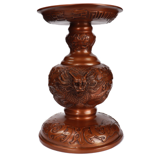 铜匠仁紫铜龙凤烛台摆件一对供奉铜中式家用佛前佛灯烛蜡台婚庆