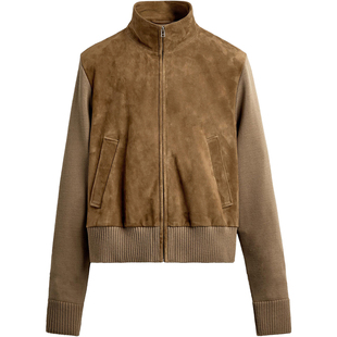 柜699！秋冬新品男装仿皮革针织拼接短款修身夹克外套2521303 751