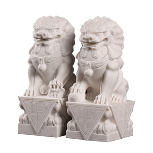 房山汉白玉精雕小石狮子一对看门家用庭院公司大门口石雕摆件
