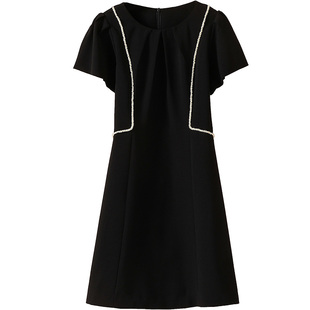 法式轻奢赫本风小黑裙 小众设计感A字显瘦连衣裙2026夏季新款女装