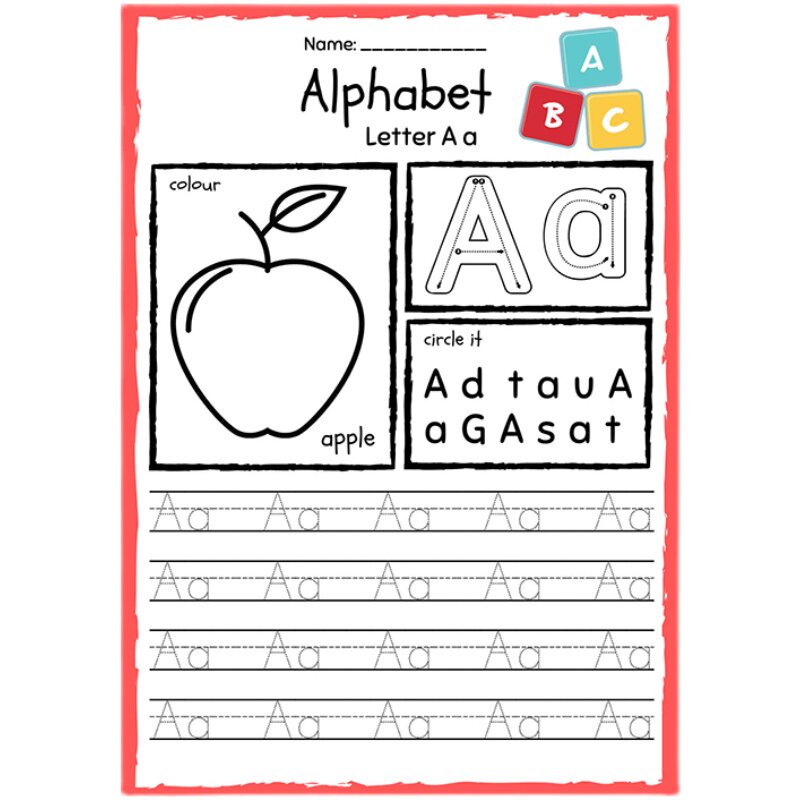 Alphabet26个英文字母启蒙描红题纸大小写练习作业纸幼小衔接趣味