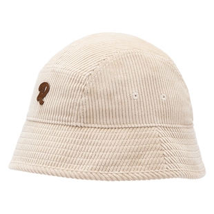 热风女士帽子2025年秋季新款灯芯绒短檐盆帽复古圆顶保暖渔夫帽