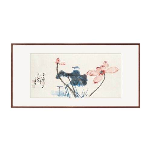 荷花挂画新中式客厅沙发后面背景墙挂画壁画茶室挂画水墨国画名画