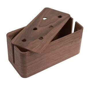 实木电线收纳盒电源插座排插外露遮丑盒子桌面集线盒路由器理线盒