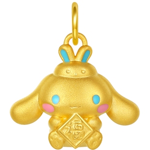 潮宏基三丽鸥大耳狗黄金吊坠足金挂坠串珠5D硬金珐琅小版妇女节 L