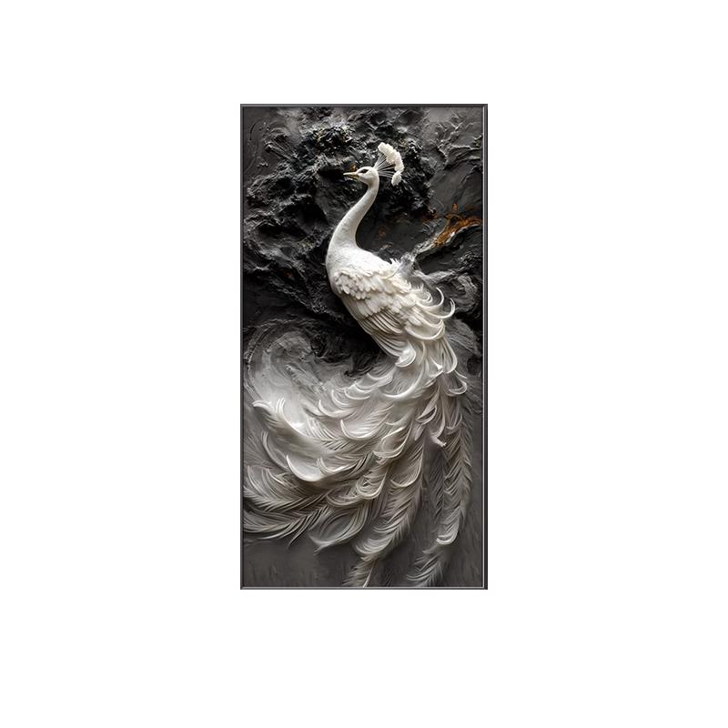 高级感浮雕立体肌理画孔雀