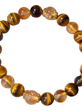 OKFineyard天然虎眼石手串女轻奢高级感黄塔晶招财旺财运水晶手链