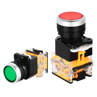 按钮开关LA38-11BN电源带自锁圆形 启动停止自复位点动按压式22MM