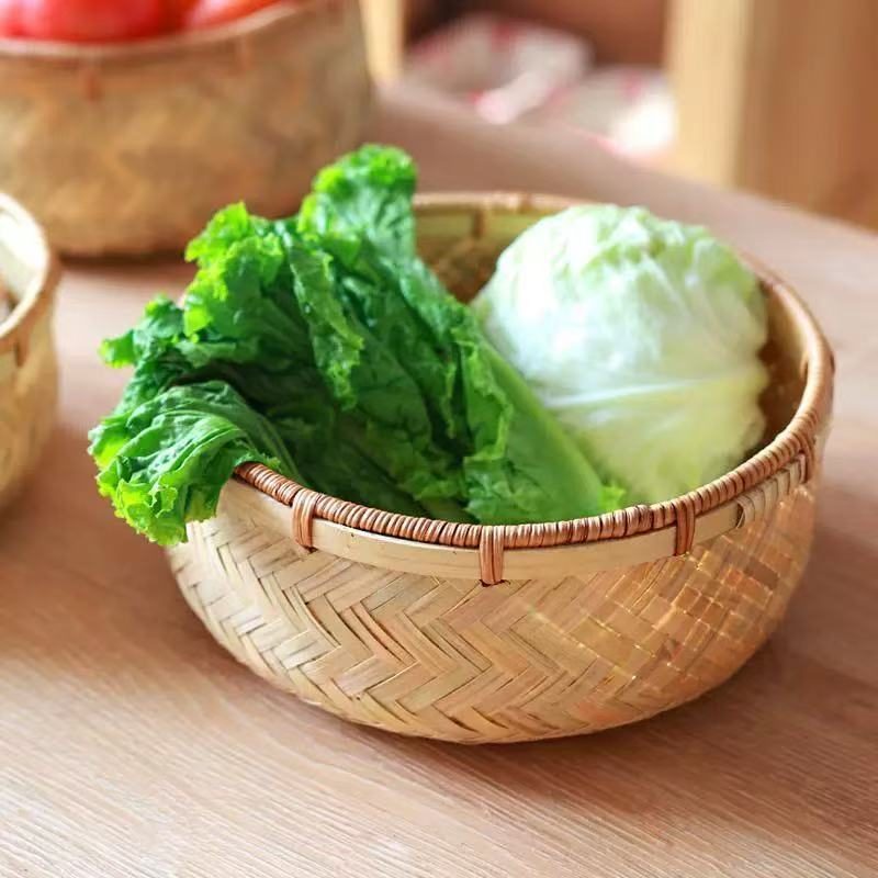 批发竹编篮子鸡蛋收纳篮筐厨房收纳编织桌面鸡蛋蔬菜水果家用收纳