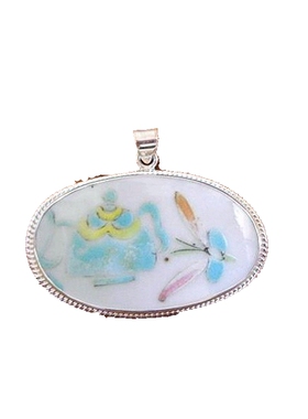 纯手工纯银清粉彩寓意美好项坠