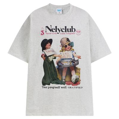 HEYBIG嘻哈复古印花短袖T恤男女