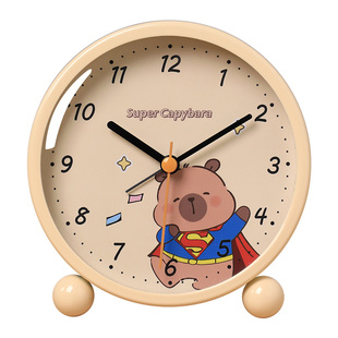 卡皮巴拉卡通儿童闹钟学生宿舍学习静音新款摆台式创意夜光时钟表