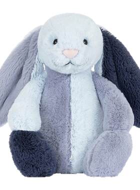 英国Jellycat派得溪邦尼兔毛绒玩偶玩具蓝色拼布兔子生日礼物
