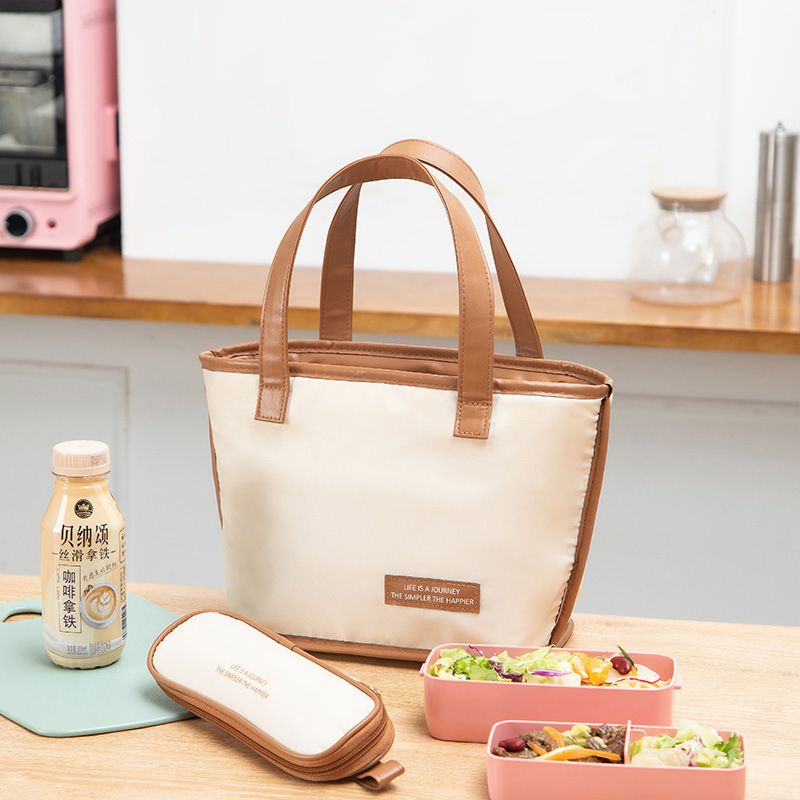 新款简约饭盒袋大容量手提便当包上班带饭午餐包户外野餐冰包批发