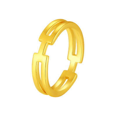 水贝黄金H字母固口戒指纯金百搭
