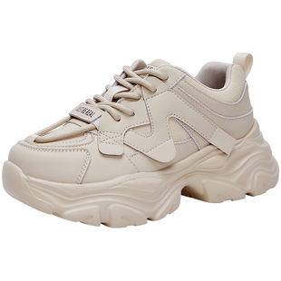 百田森冬季老爹鞋女款春季新款厚底鞋厚底运动鞋时尚百搭加绒女鞋