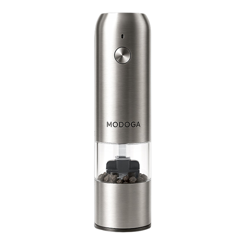 modoga电动黑胡椒海盐研磨器调料罐亚麻厨房家用自动不锈钢调料瓶