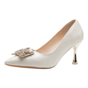 加肥大码婚鞋秀禾婚纱两穿中式缎面高级感配裙旗袍高跟鞋胖脚宽肥