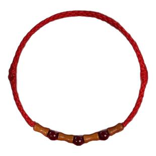 老桃木上岸竹节朱砂红绳手链女儿童宝宝本命年转运手串去霉运手绳