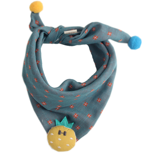 可爱宝宝纯棉三角巾春秋季婴幼儿卡通保暖围脖秋冬男女儿童围巾薄