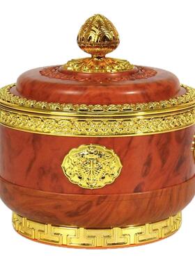 藏族八宝吉祥储物桶藏式糌粑盒