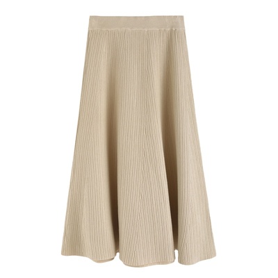 黑色a字裙高腰毛线加厚大摆长裙