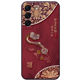 适用三星s25浮雕s24立体s23如意ultra吉祥锁s22手机壳a54转运+妈妈note20老年a35寓意a53妈妈a52软21fe大气女