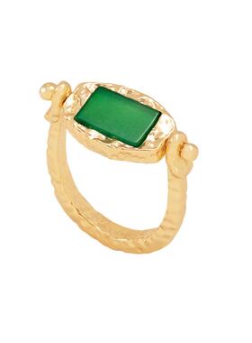 莓拉绿玛瑙双面无事牌新中式戒指