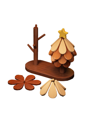 天然实木材质咖啡杯挂架餐垫组合