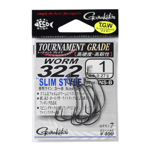 日本Gamakatsu伽玛卡兹细条宽幅曲柄钩WORM322路亚软虫钩鲈鱼SLIM