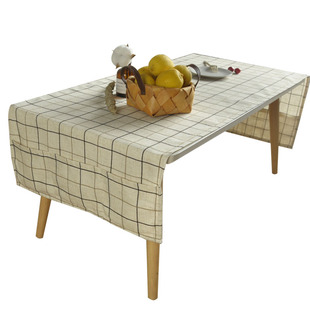 防水格子日式插袋茶几巾桌布盖布冰箱洗衣机台布收纳电视柜定制