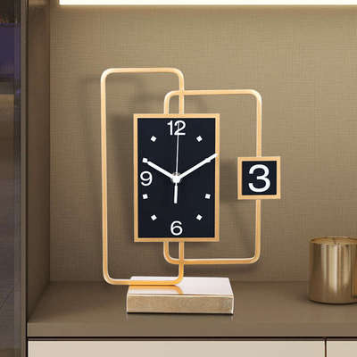 台式钟表客厅摆件家用时尚桌面摆钟现代简约坐钟摆放创意时钟座钟