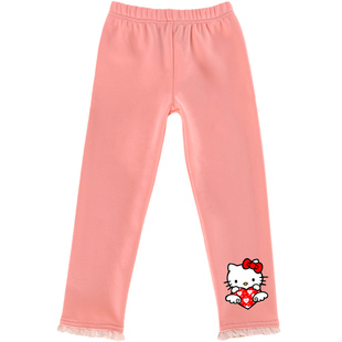 儿童凯蒂猫加绒外穿打底裤女童秋冬装保暖长裤hellokitty童装裤子