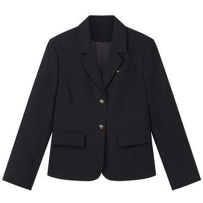 达佳诗黑色西装外套女春季小众高级感小个子短款学院风西服套装裙