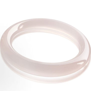 天然玉髓手镯高冰种藕粉色白月光和田玉平替荔枝冻马料正圈扁条女