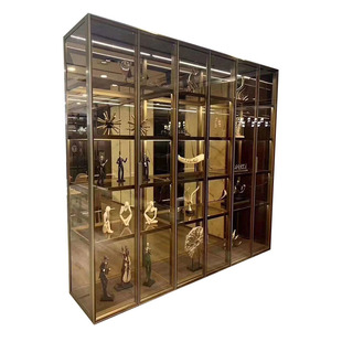 全铝玻璃酒柜 定制不锈钢柜展示柜简约现代餐边柜轻奢隔断柜金属