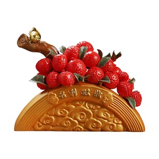 东方泥土名利双收陶瓷荔枝摆件客厅办公室装饰工艺品商务开业礼物