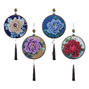 十字绣小件带框简单绣古风新款手工刺绣牡丹图家用客厅挂件自己绣