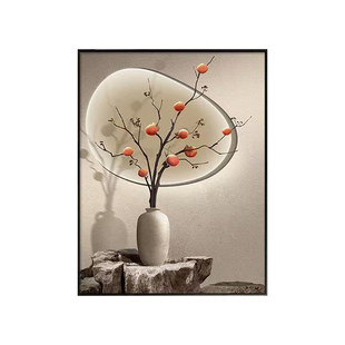 竖款电表箱装饰画2025新款柿柿如意挂画新中式简约电箱遮挡壁画