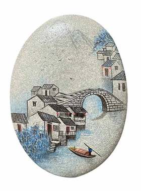 石头摆件中式办公室手绘