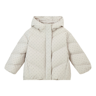 布丁哈鲁冬装女童童装上衣2026秋冬季新款儿童波点羽绒服外套