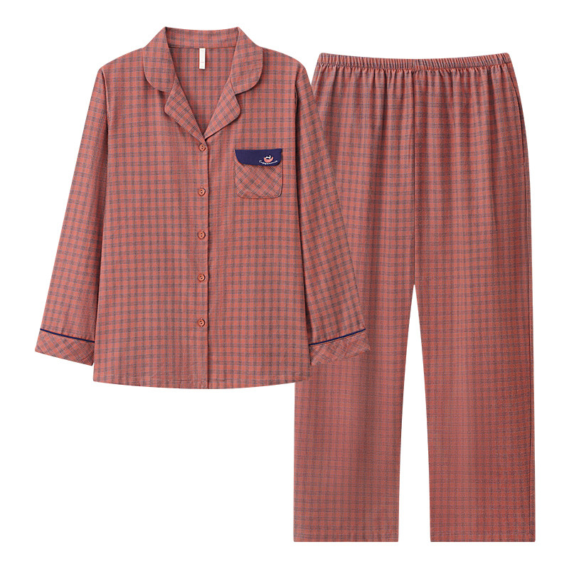 猫人新款春秋中老年妈妈纯棉睡衣居家服中年开衫女全棉家居服套装