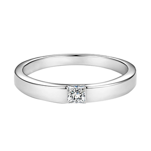 男士戒指莫桑石钻戒方形情侣对戒D色铂金30分纯银订婚结婚送男友