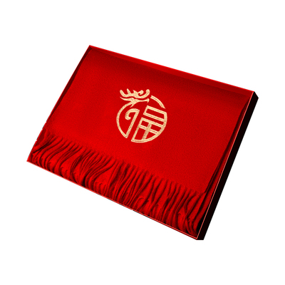 本命年中国红刺绣棉质红围巾年会